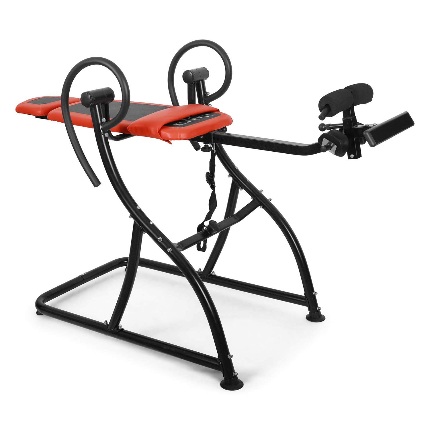 KLAR FIT Relax Zone Pro - Table d'inversion, Exercices du Dos, Cadre de Construction en Acier Stable, 3 Positions, Rembourrage Mousse, avec ou sans Coussin, 150Kg Max.