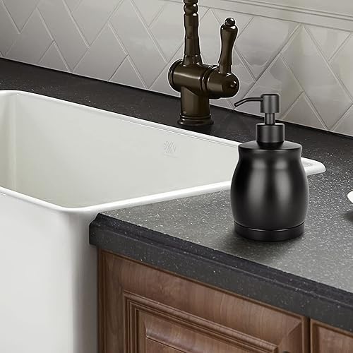 Miniatura 5 de Dispensador de jabón de acero inoxidable negro, moderno dispensador de líquido y loción para encimera para cocina y baño, bomba a prueba de óxido,
