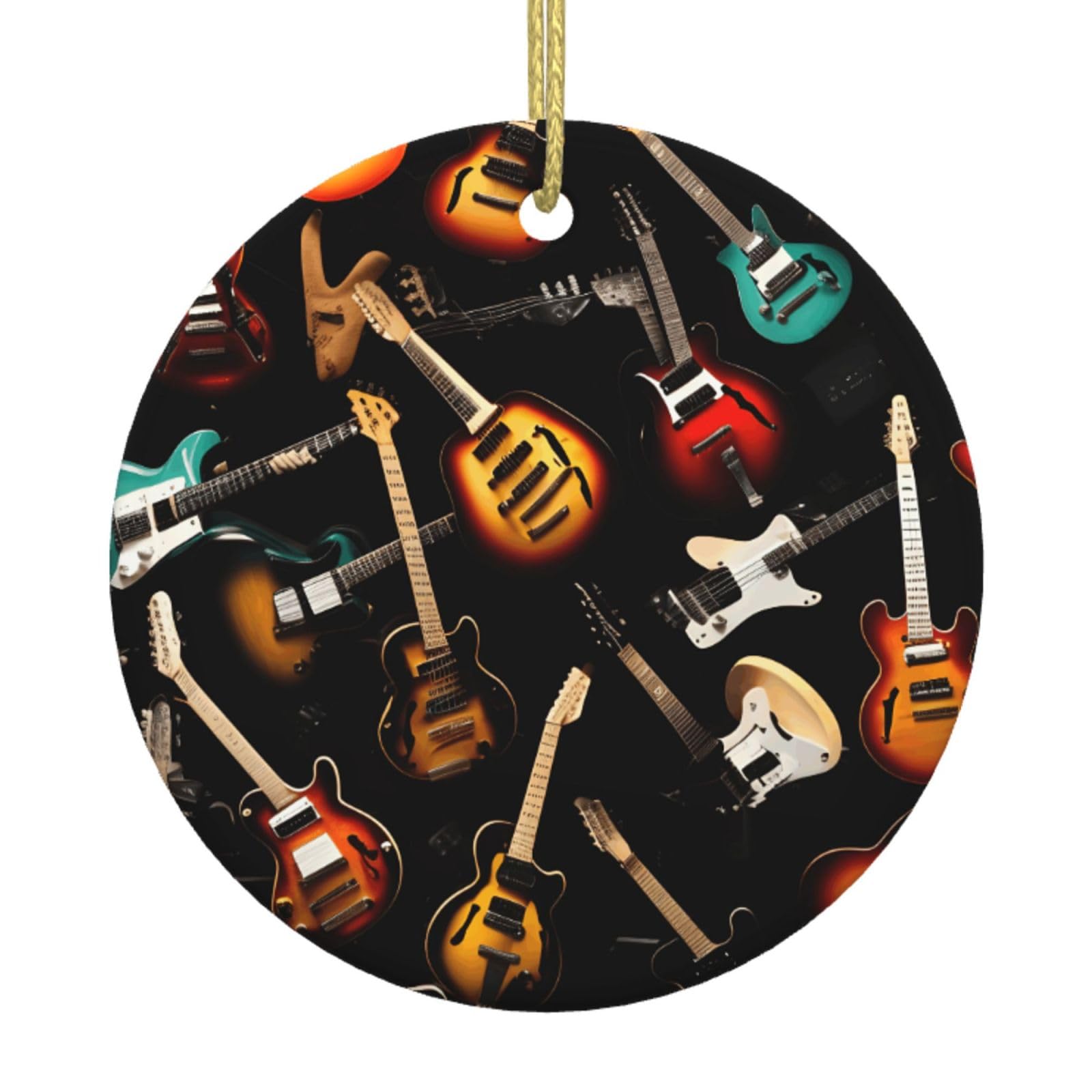 Guitars-Standard-Scale-2_00x Print Christmas Ornaments, Ceramic Hanging Ornament, Round Shape Decorations