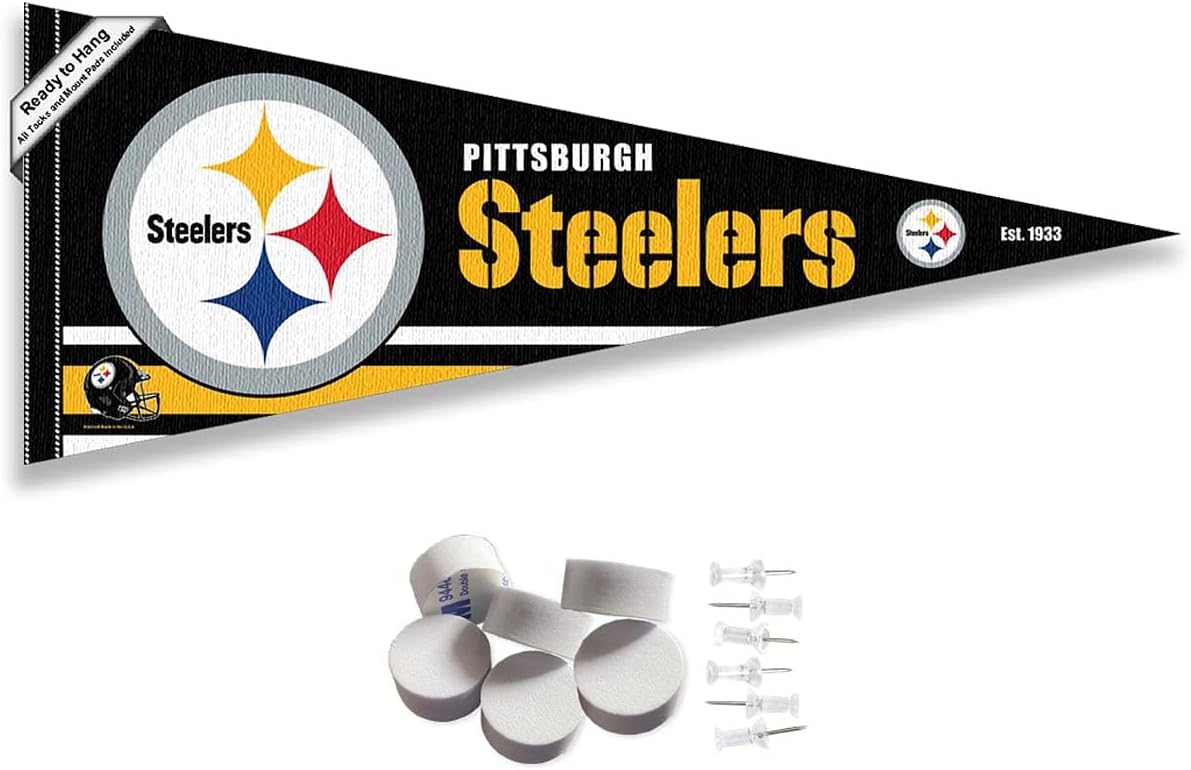 Pittsburgh Steelers Pennant Banner and Wall Tack Pads