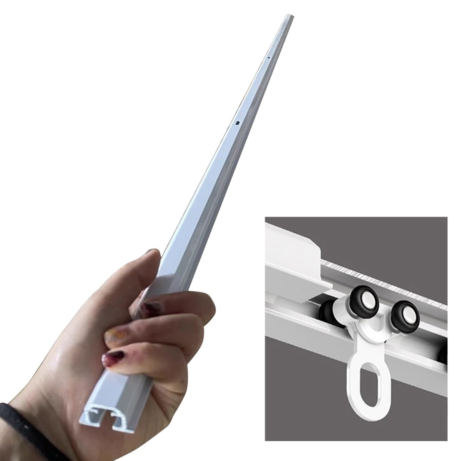 ZIMGOD 1 2 3 4 5 6 7 8 m Curtain Rod Pole with Pulley, Embedded Ceiling Curtain Rail Track, Invisible Built-in Curtain Bar for Room Divider, Can be Cut(200cm/6.6ft)