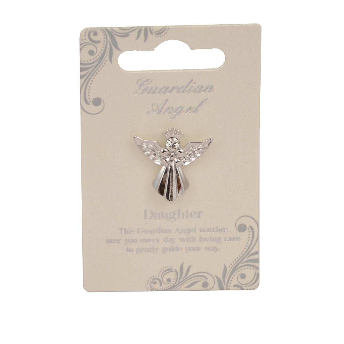 Guardian Angel Men's Silver Finish Angel Badge Broach For Sister | Lapel Pin With Rhinestone For & Wo Suit Tuxedo Tie Hat | Gift For Birthdays With Inspirational Message