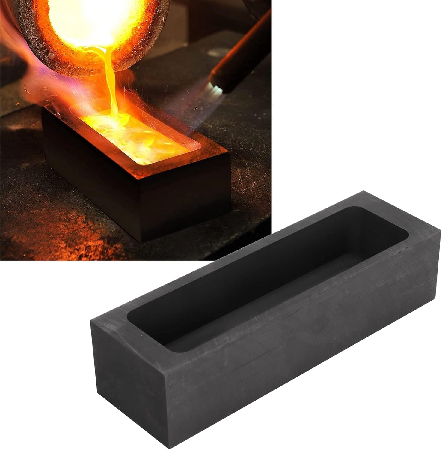 黒鉛るつぼインゴット、 グラファイトインゴットモールド 75ml 長方形 金属溶解鋳造精錬製錬用