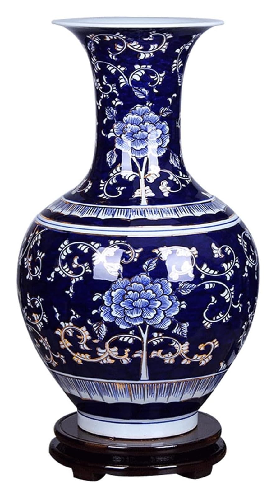 asdchZen Vase Floral Vase Ceramic Vase 19.6 Inch Large Porcelain Flower Vase Chinese Antique Hand-Painted Rough Pottery Vases Living Room Hotel Decoration Ornament Decorative Vase,One Color-Golden