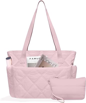 Urbanstand Puffer Tote Bag for Women, Quilted Laptop Work Teacher Nurse Bag | 15.6 Computer Bag with Compartments, Puffy Handbag Shoulder Bag for School, Clinical, Nursing, Travel, Gym, College, Office