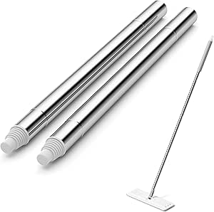 JOYMOOP Mop Handle Extension Rods, for Extending &amp; Replacing Flat Mop, Stainless Steel Mop Handle Rods, Pack of 2 pcs Rods
