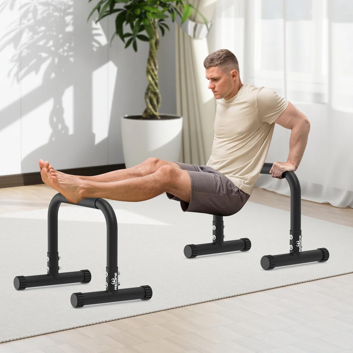 RELIFE REBUILD YOUR LIFE Dip Station Regolabile Parallele Calisthenics Parallel Bars Parallettes Push up Dip Stand Fitness parallettes Heavy Duty Libera Installazione
