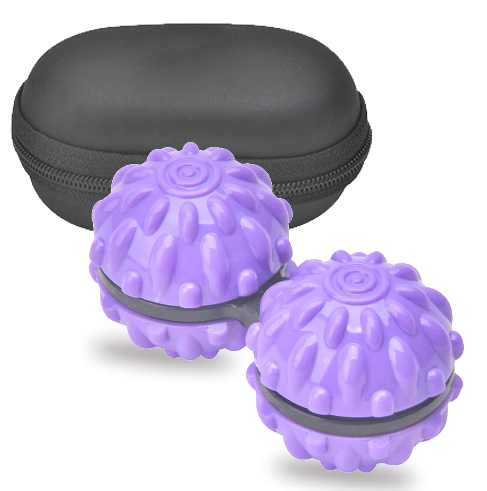 Hompr 2 in 1 Conjoined Massage Ball Spinning Top Toy Hand Cervical Spine Leg Massage Tool a Great Gift for Office Worker for Myofascial Release, Muscle Relaxer, Acupoint Massage (Purple)