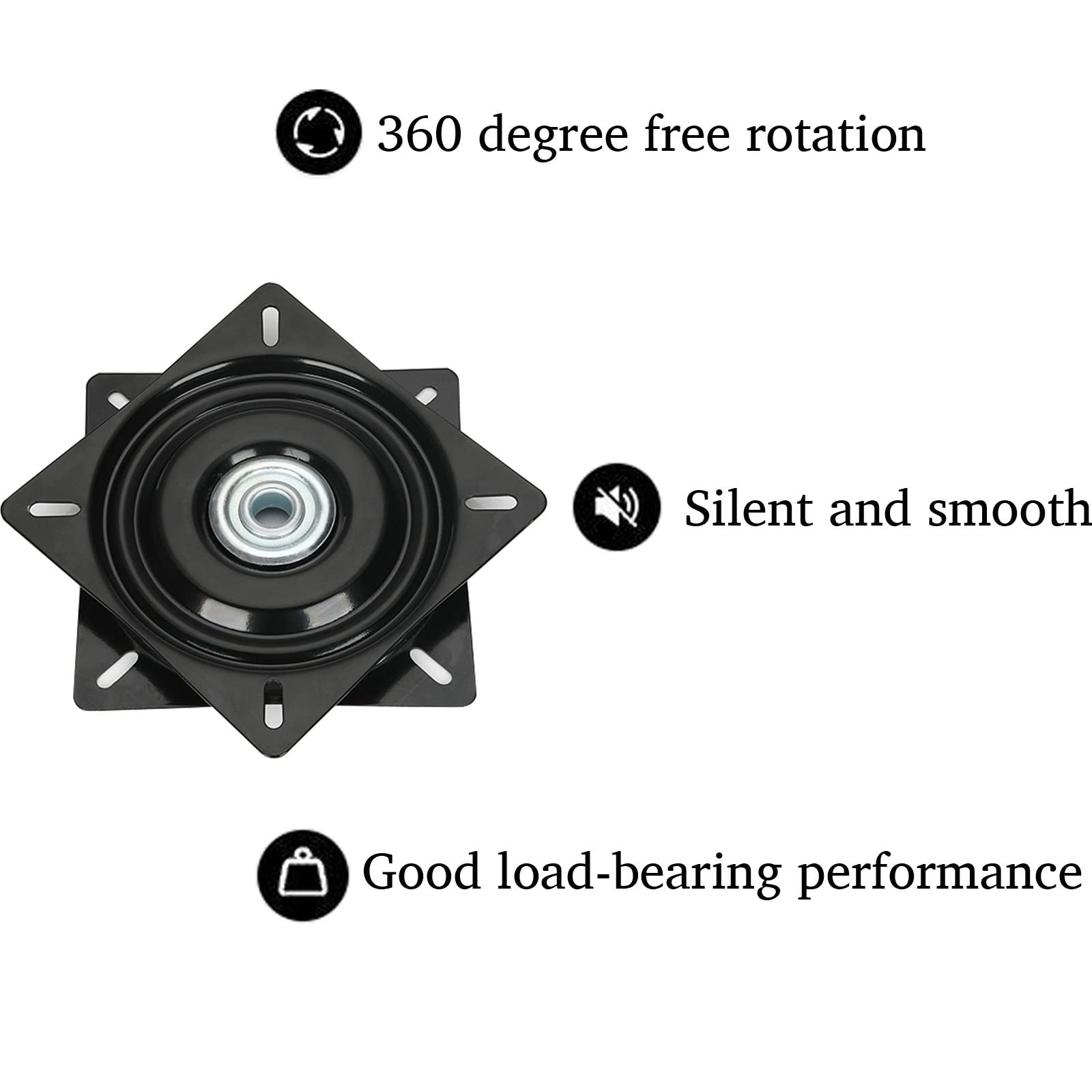 Square Rotating Swivel Plate, 4 Inch Square Lazy Susan Turntable Bearings 360 Degrees Rotating Bearing Plate For Tv Desk Bar Stools Chairs Stools Potted Plants