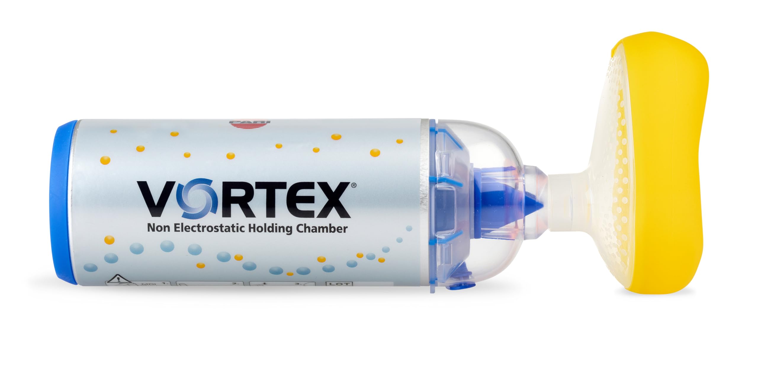 PARI VORTEX Inhalierhilfe mit Kindermaske – dosierte Inhalation mit Dosieraerosolen (ab 4 Jahren, adaptierbar von Säugling bis Erwachsener)