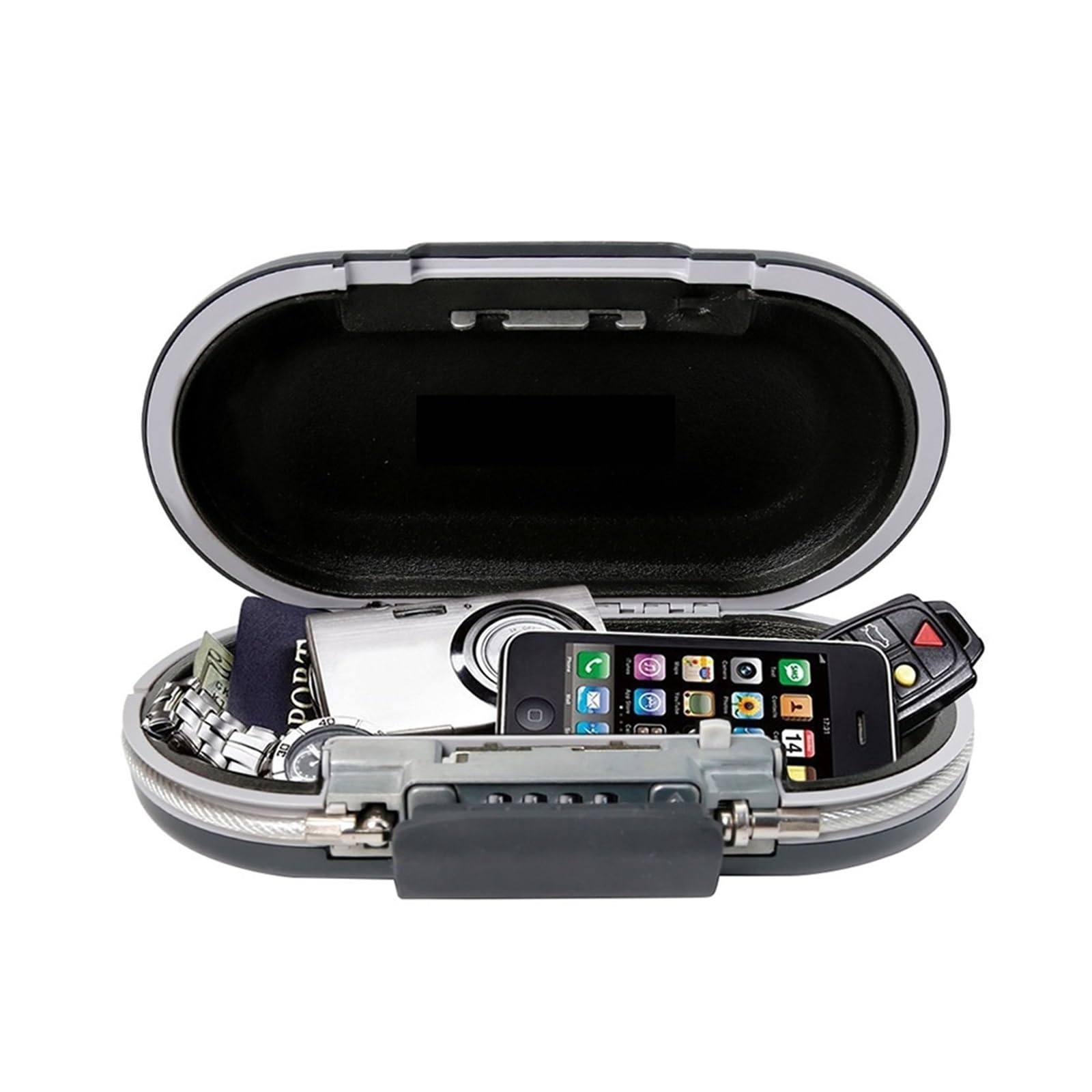 Cassetta di sicurezza, Cassetta di sicurezza, mini cassaforte portatile con combinazione, password blocco, gioielli, contanti, carte, telefono, piccole scatole stoccaggio cavo metallico fisso