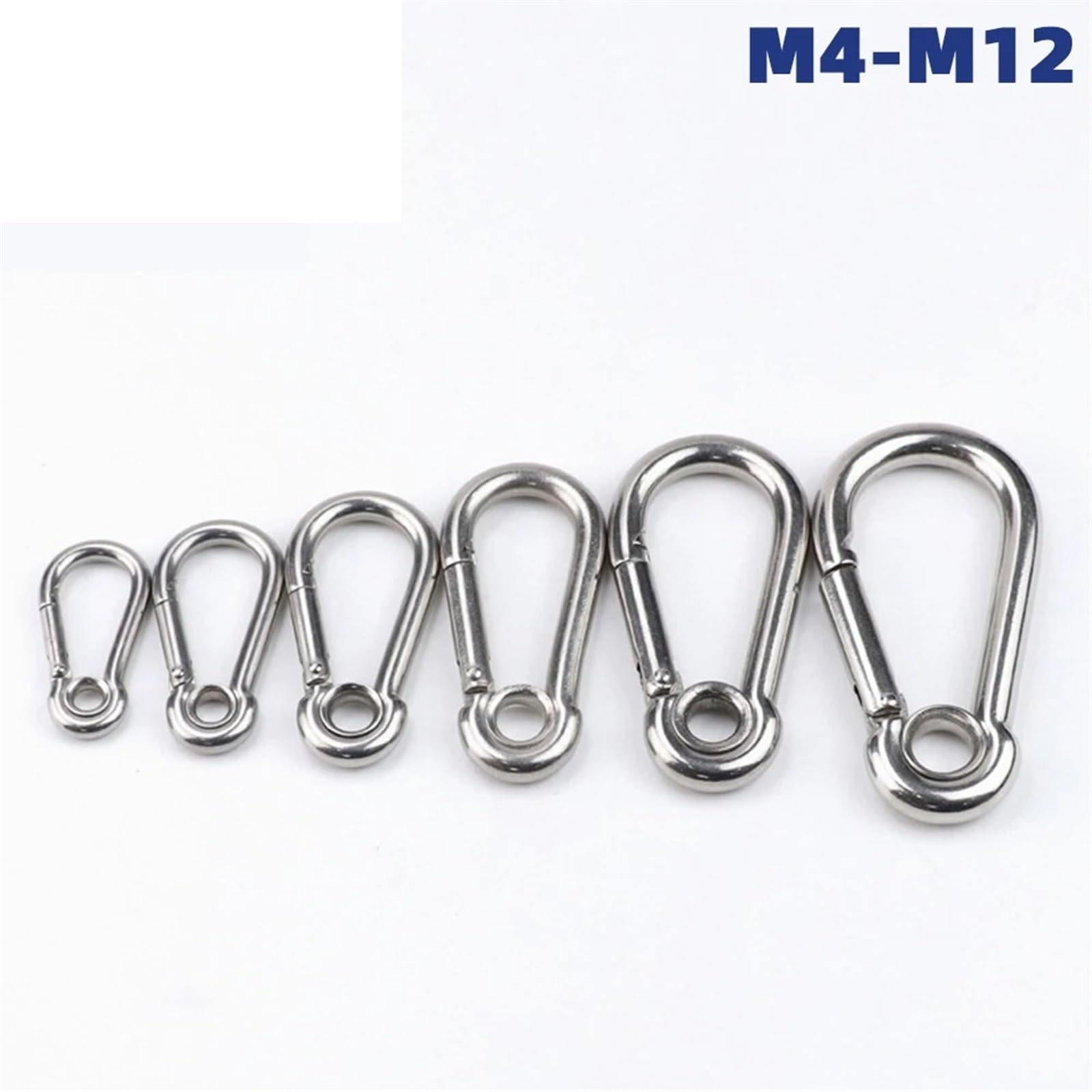 Karabinerhaken 304 Edelstahl Karabiner Karabinerhaken mit Öse Federschnalle Schlüsselanhänger M4 M5 M6 M7 M8 M9 M10 M11 M12 für Schlüsselanhänger, Camping, Wandern, Reisen,(M11,10PCS)