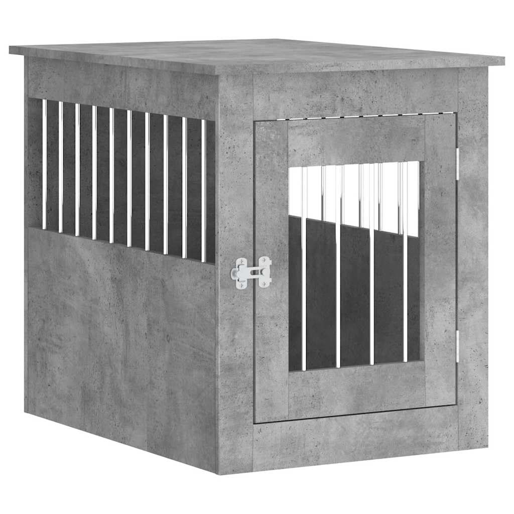 vidaXL Dog Crate Furniture, Doghouse with Fence, Dog Kennel with Lockable door, Dog Cage for Indoor Living Room, Concrete Grey Engineered Wood โ image 1