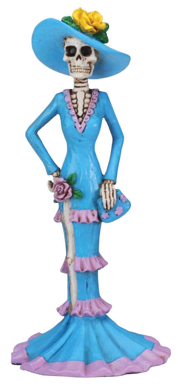 Dod Blue Senorita Mexican Traditional Skeleton Figurine