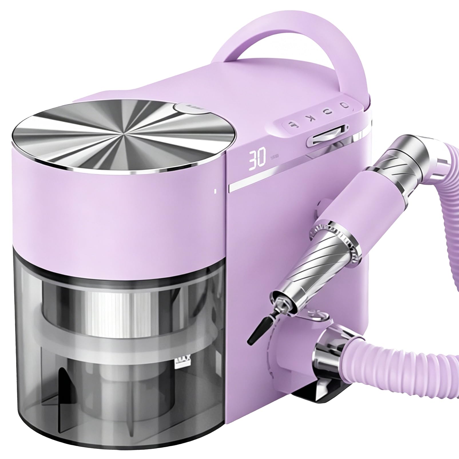 DmqChry 2-in-1 Electric Nail Dust Collector, Nail Drill with Dust Collector, 30,000 RPM Brushless Motor, 1.5 KPa Vacuum Suction, ≤58dB Ultra Quiet, Adjustable Suction & Angle, for Nail, Salons Purple