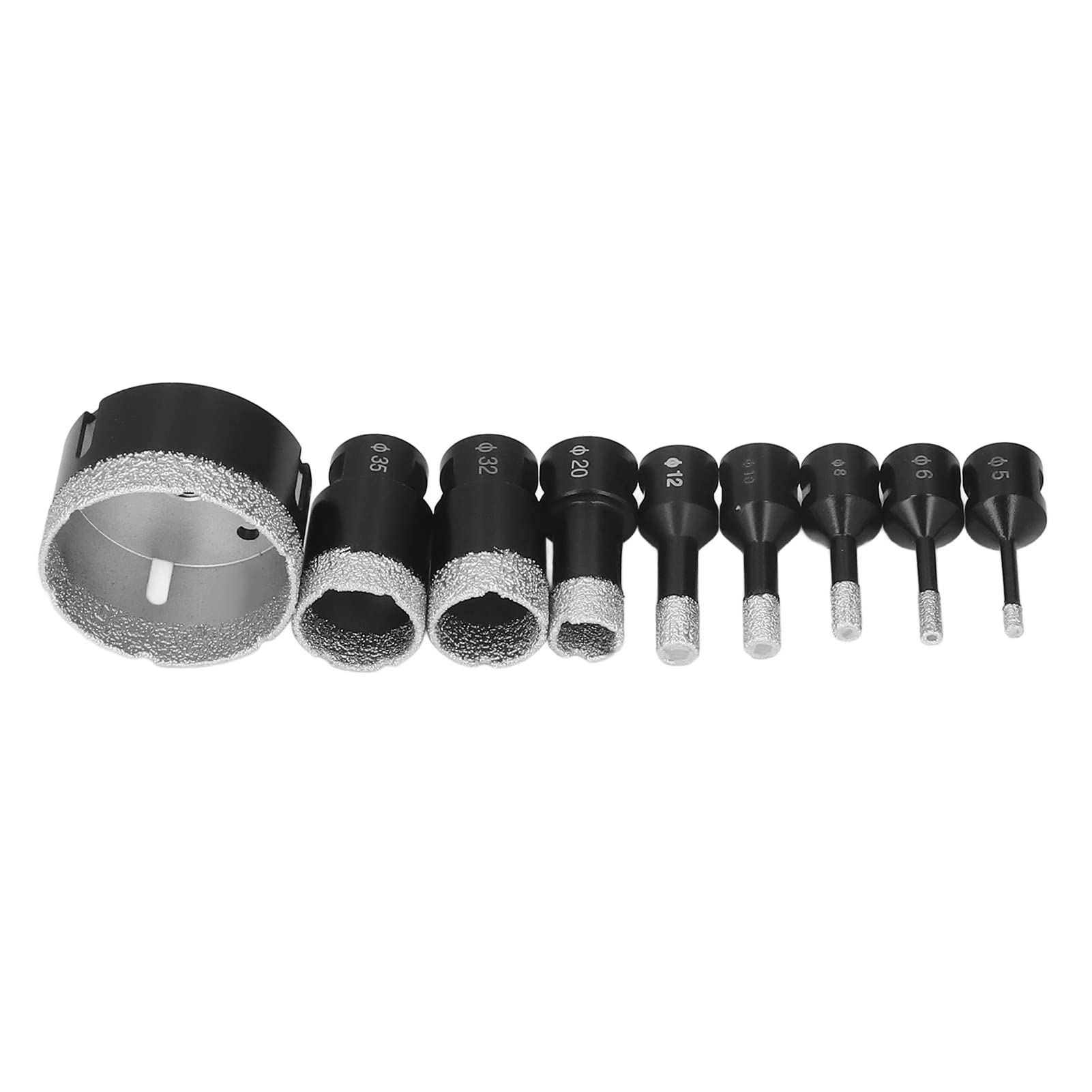 FTVOGUE Juego de 9 Brocas de Diamante Soldadas M14 para Amoladora Angular de 5 Mm a 68 Mm, Revestimiento de Esmeril Engrosado para Vidrio, Baldosas de Cerámica, Perforación de Piedra de Mármol