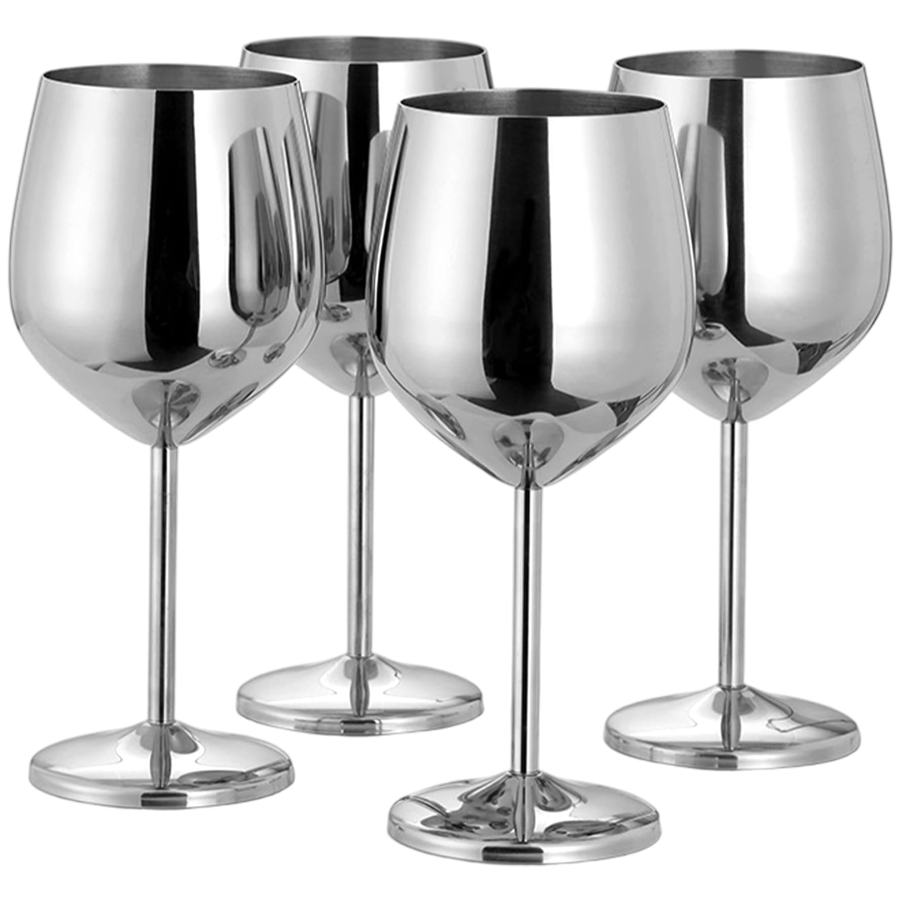 4 pièces verre à vin en acier inoxydable 500 ml verre à vin en métal en forme de U Potbelly antirouille incassable élégant moderne tasse portable avec tiges pour les voyages domicile, verres