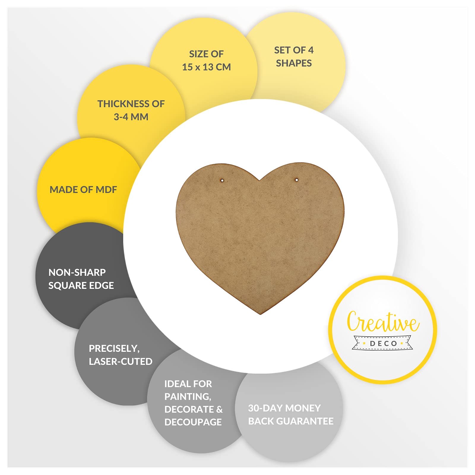 Amazon.co.jp: クリエイティブデコ4 xクラフト用の木製のハート| 150 x