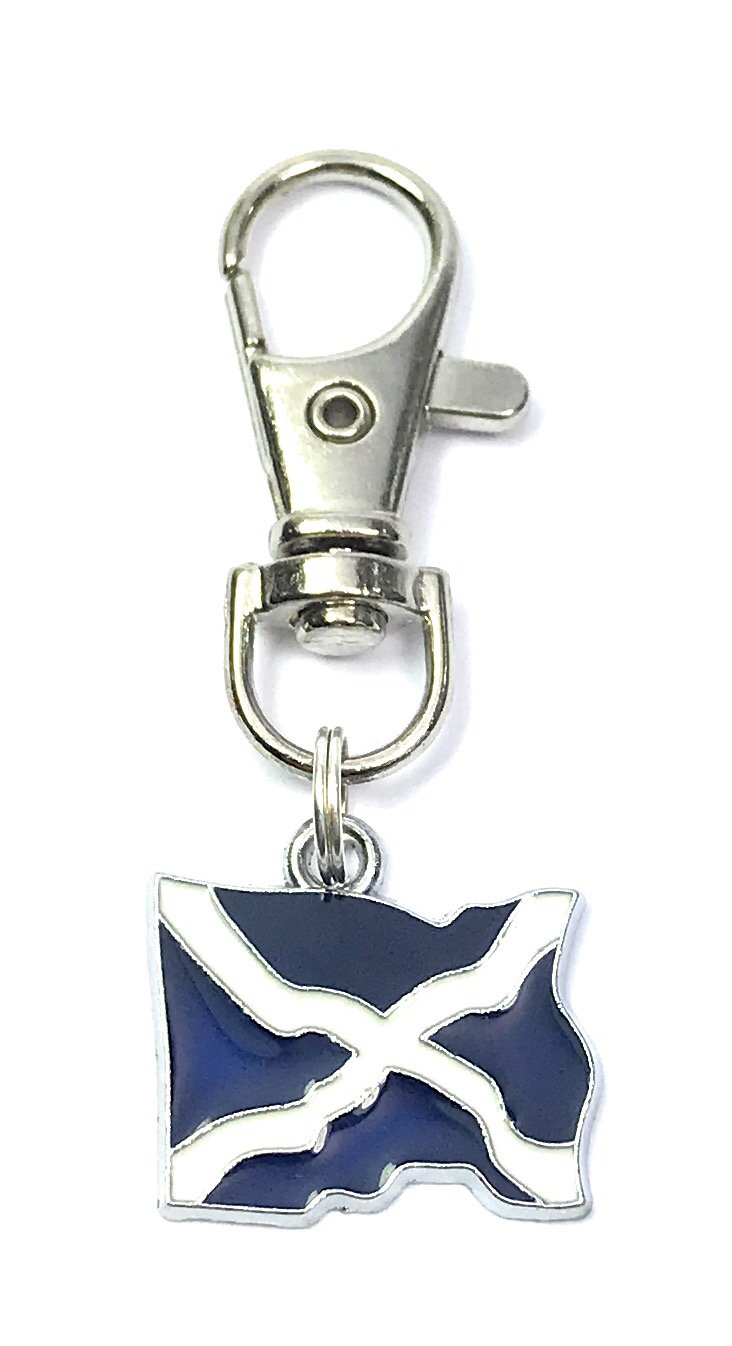 Libby's Market Place Unisex Silver Scottish The Saltire St Andrew's Cross Scotland Flag Charm Keyring With Gift Bag