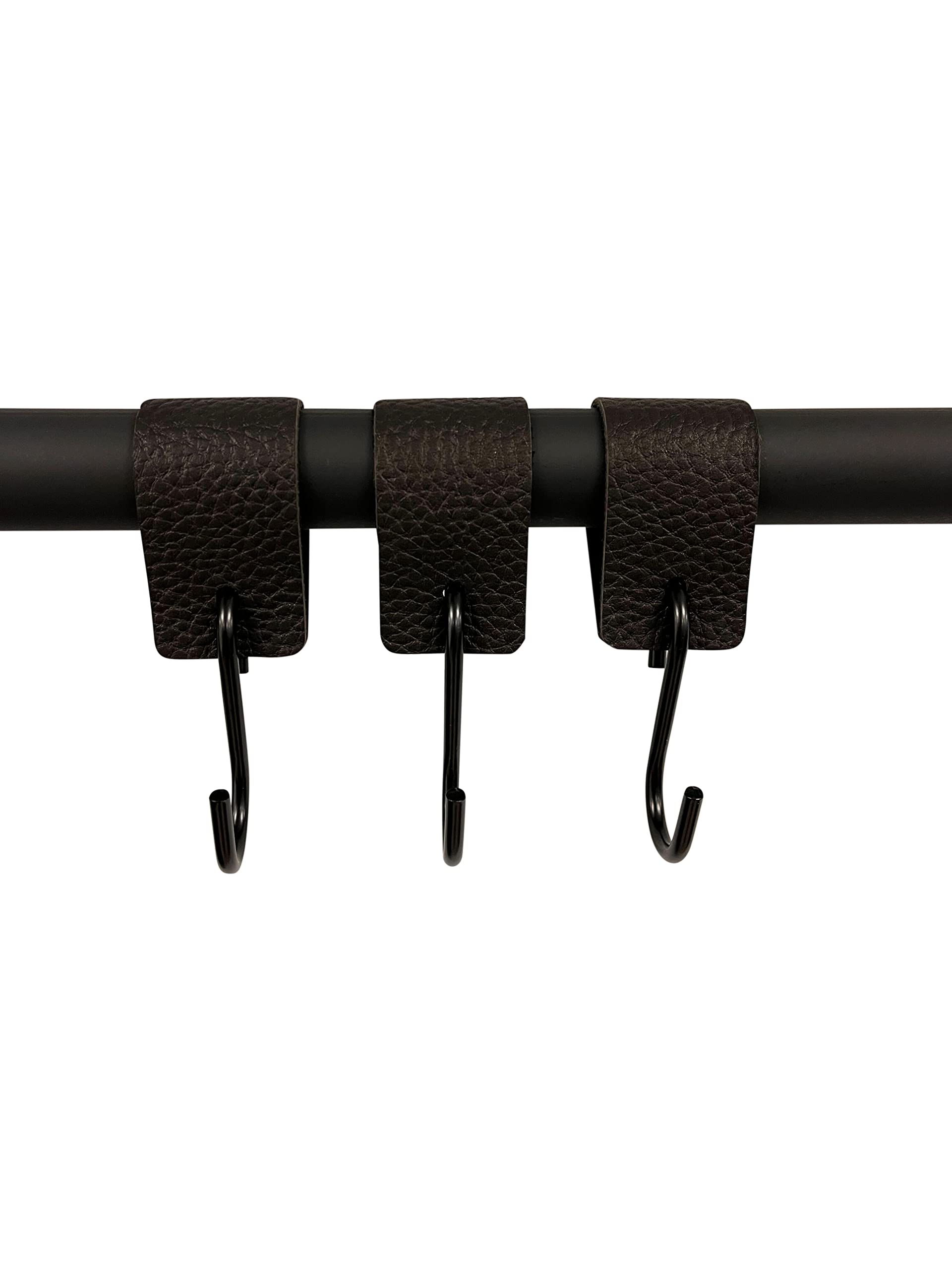 Leren ronde S-haak hangers - Zwart - 12 stuks - 12,5 x 2,5 cm Leren ronde S-haak hangers - Zwart - 12 stuks - 12,5 x 2,5 cm