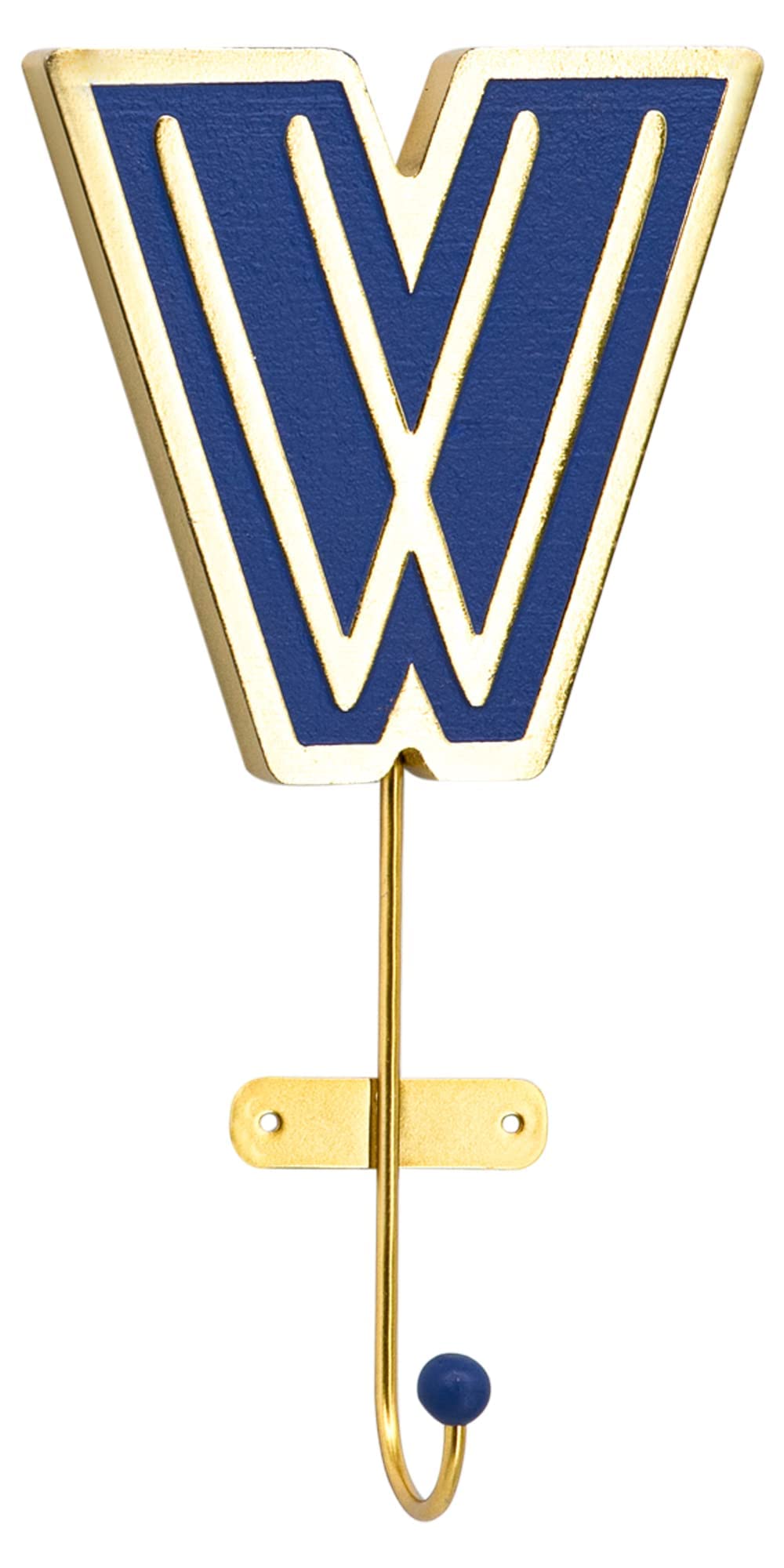 COLLECTIVE HOME - Monogram Wall Hooks, Wall Mounted Hooks for Hanging, Wood Letters for Wall Decor, Home-Bedroom-Livingroom Gold Decor, Decorative Wall Hangers for Coat, Scarf, Bag(W)