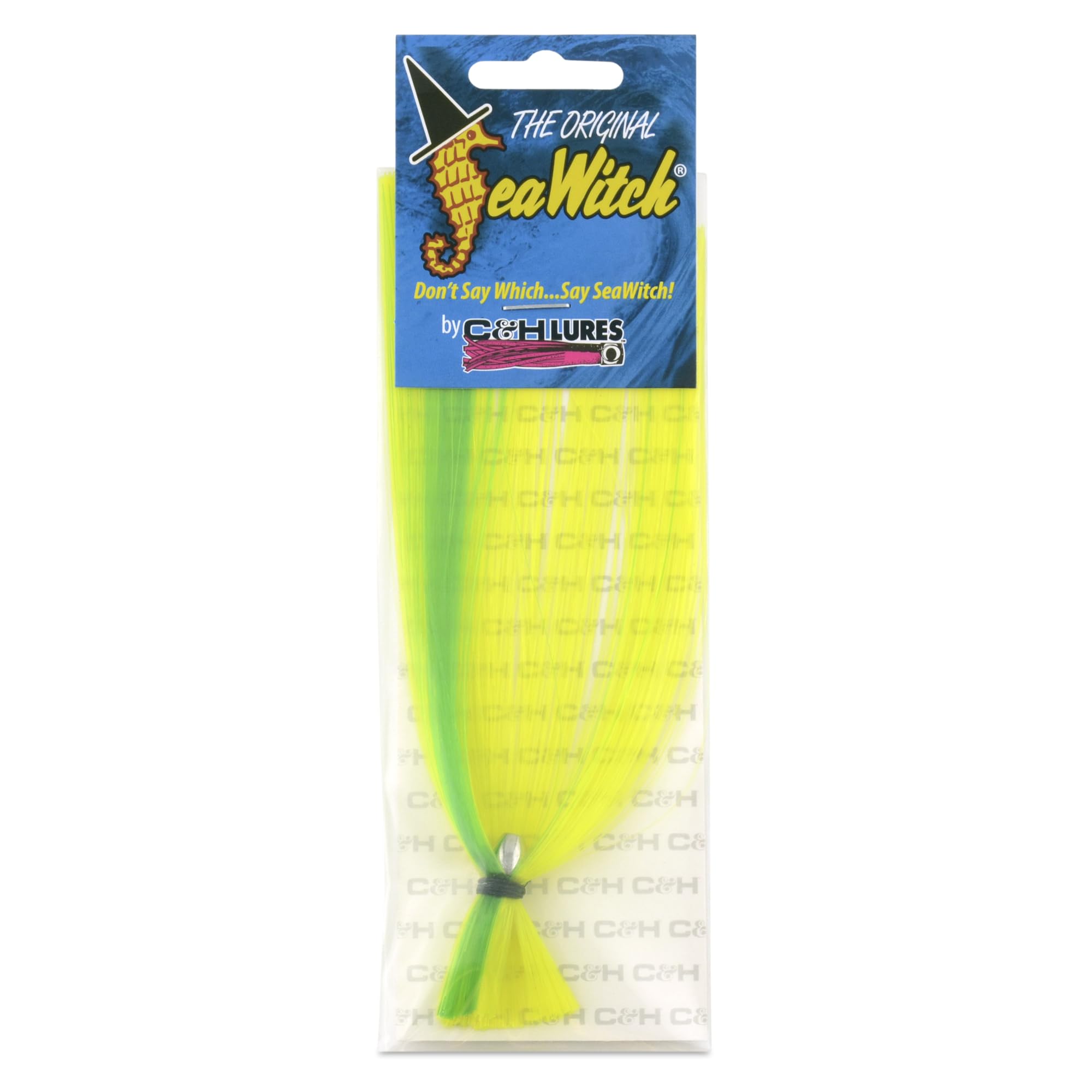 C&H Lures Sea Witch Saltwater Fishing Lure | Offshore Predator Lure | Nylon Skirt, UV-Resistant | Chartreuse/Green Skirt, 1/8 oz Head Weight