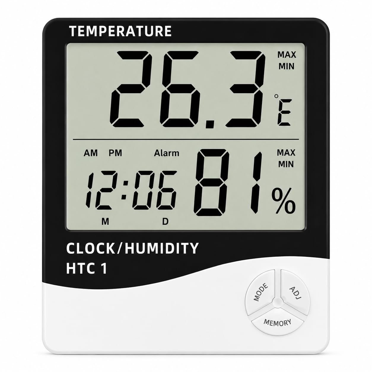 HTC-1 Digital Indoor Thermometer Hygrometer with Clock | LCD Room Temperature & Humidity Meter | Wall Mount & Table Stand | Real-Time Temperature Monitor for Home, Office, Bedroom & Nursery-image-45
