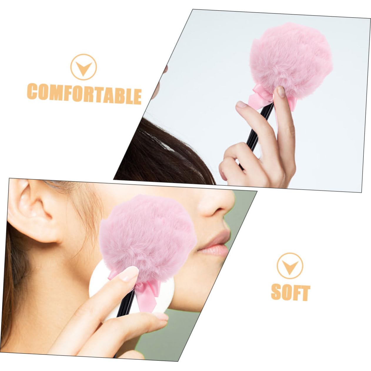 SOESFOUFU Lollipop Shaped Fluffy Powder for Makeup Super Soft Long Handle Powder Applicator for Daily Use and Stage Performances