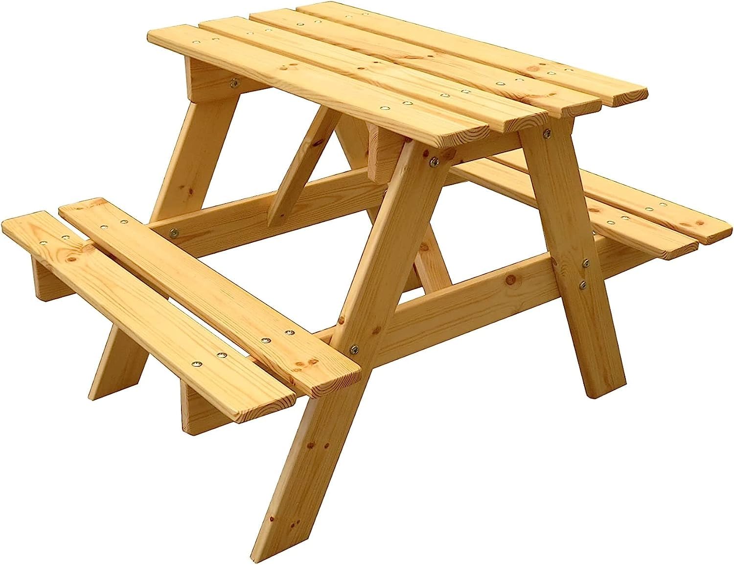 TIMBELA M018-1 Drewniany stół dziecięcy - stół i krzesło dziecięce - stół piknikowy 90 x 90 x wys. 50 cm - salon ogrodowy dla dzieci do użytku na zewnątrz lub wewnątrz