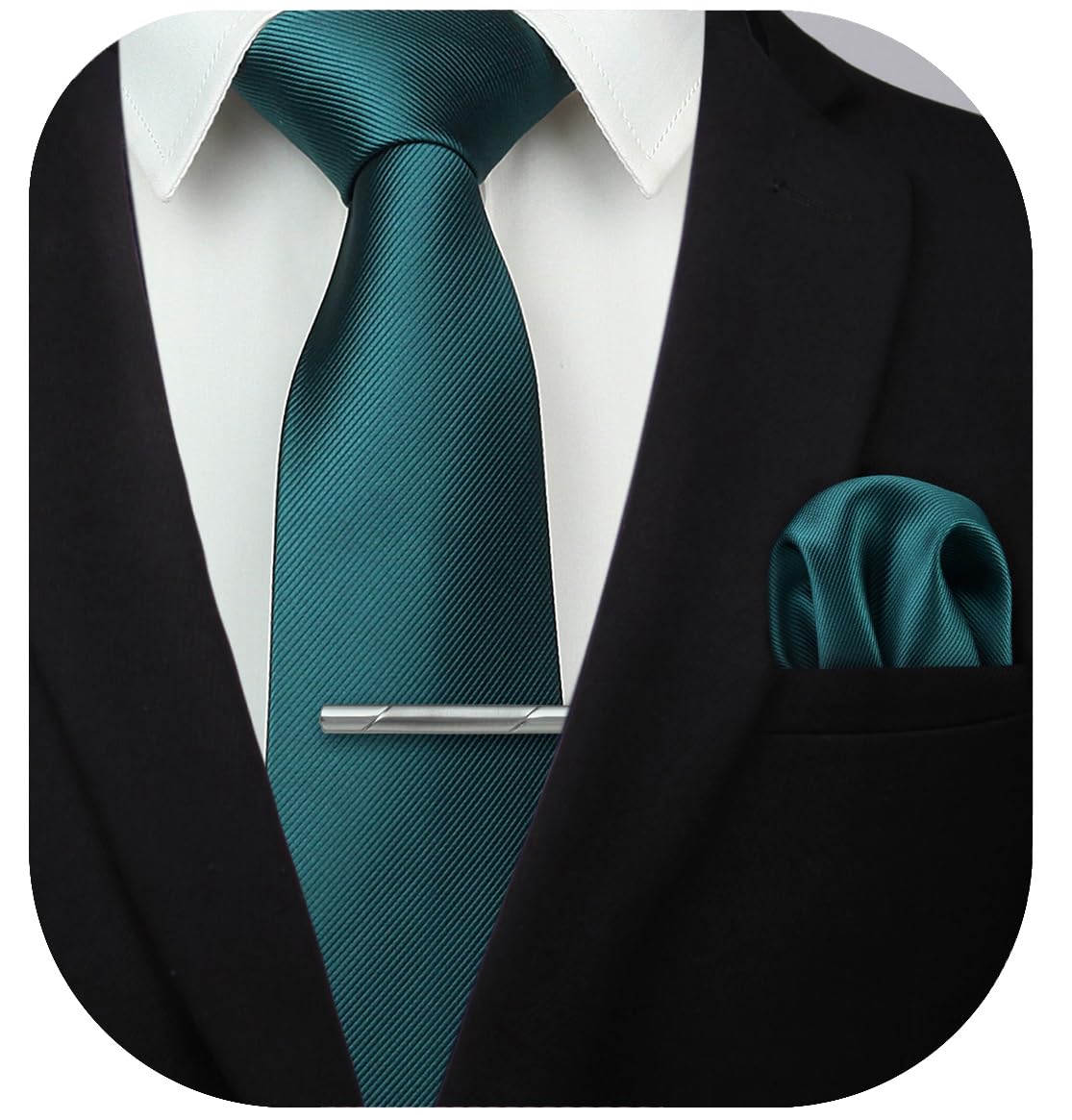 Ensemble Cravate En Satin Pour Homme - Couleur Unie