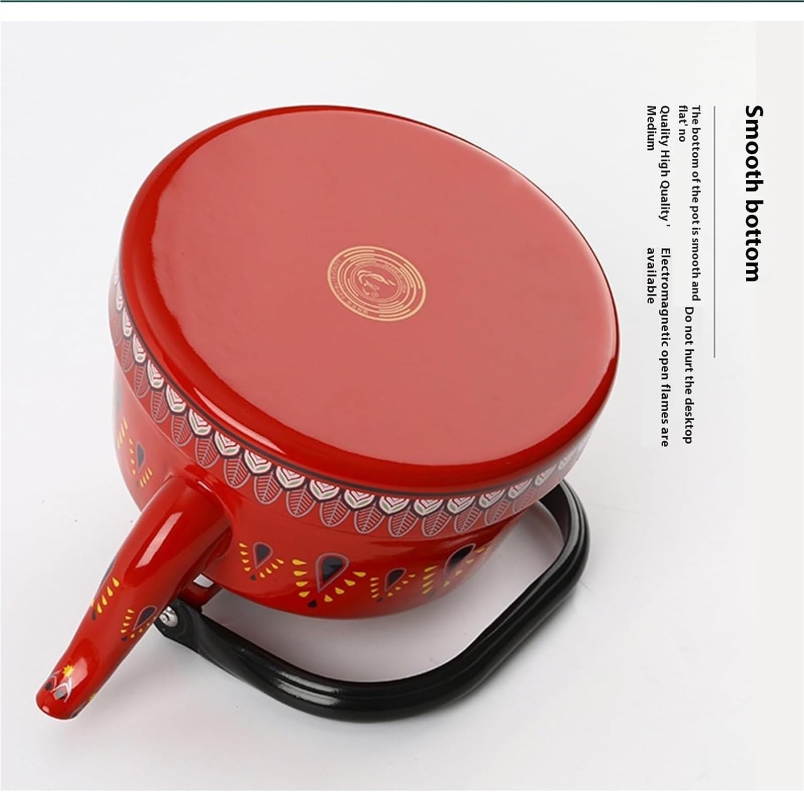 hervidor esmaltado, Tetera esmaltada vintage - con mango plegable ergonómico for(Red,1.7L)