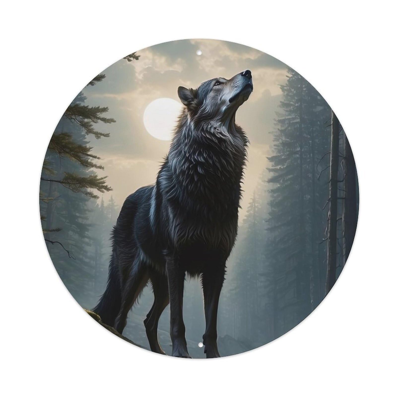 Animal Wolves at The River Artwork Metal Tin Sign
