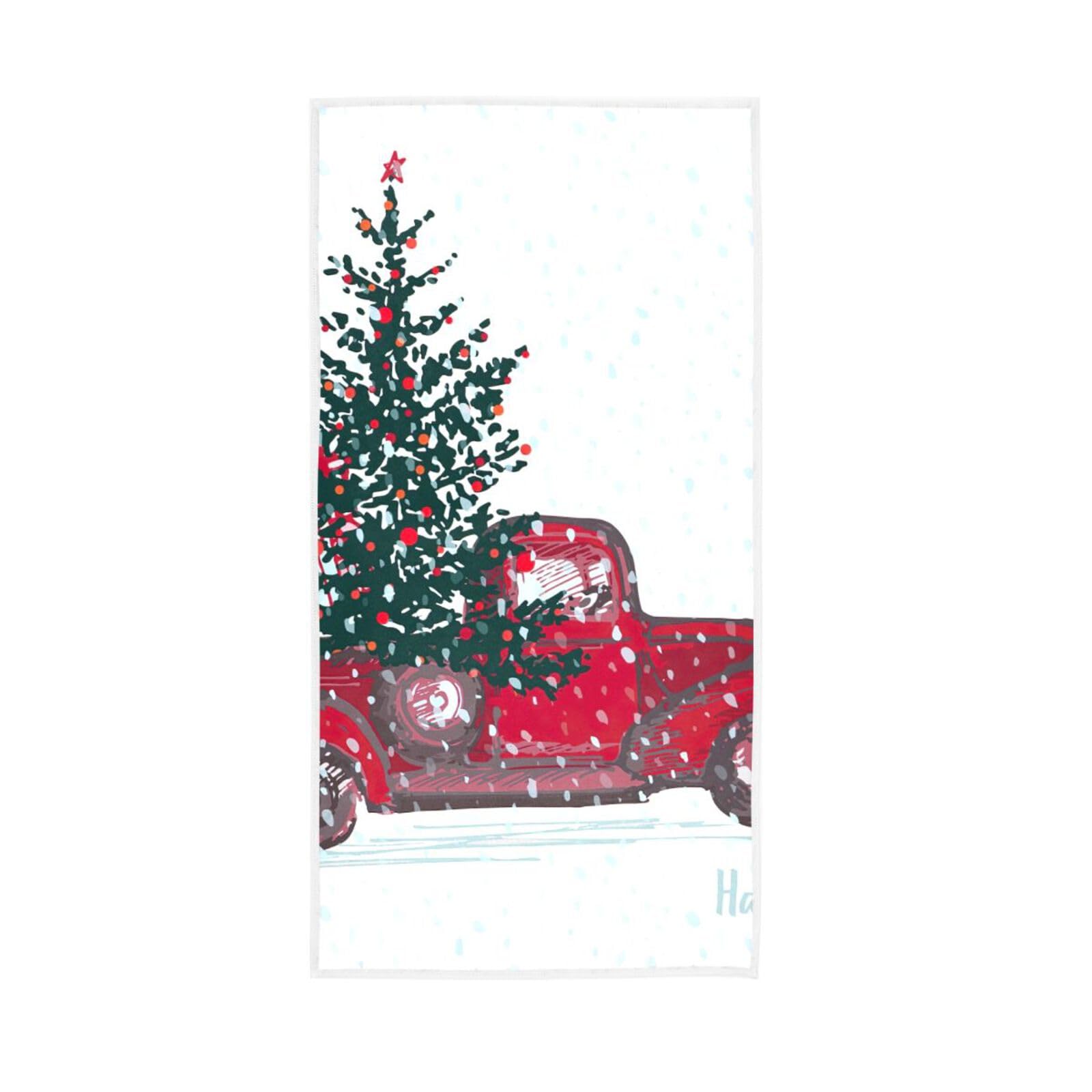 HUYGD New Year Card Red Bathroom Towels, 15 x 30 Inch Kitchen Hand Towel Absorbent Soft Hand Towels for Bathroom Face Towel for Drying Face