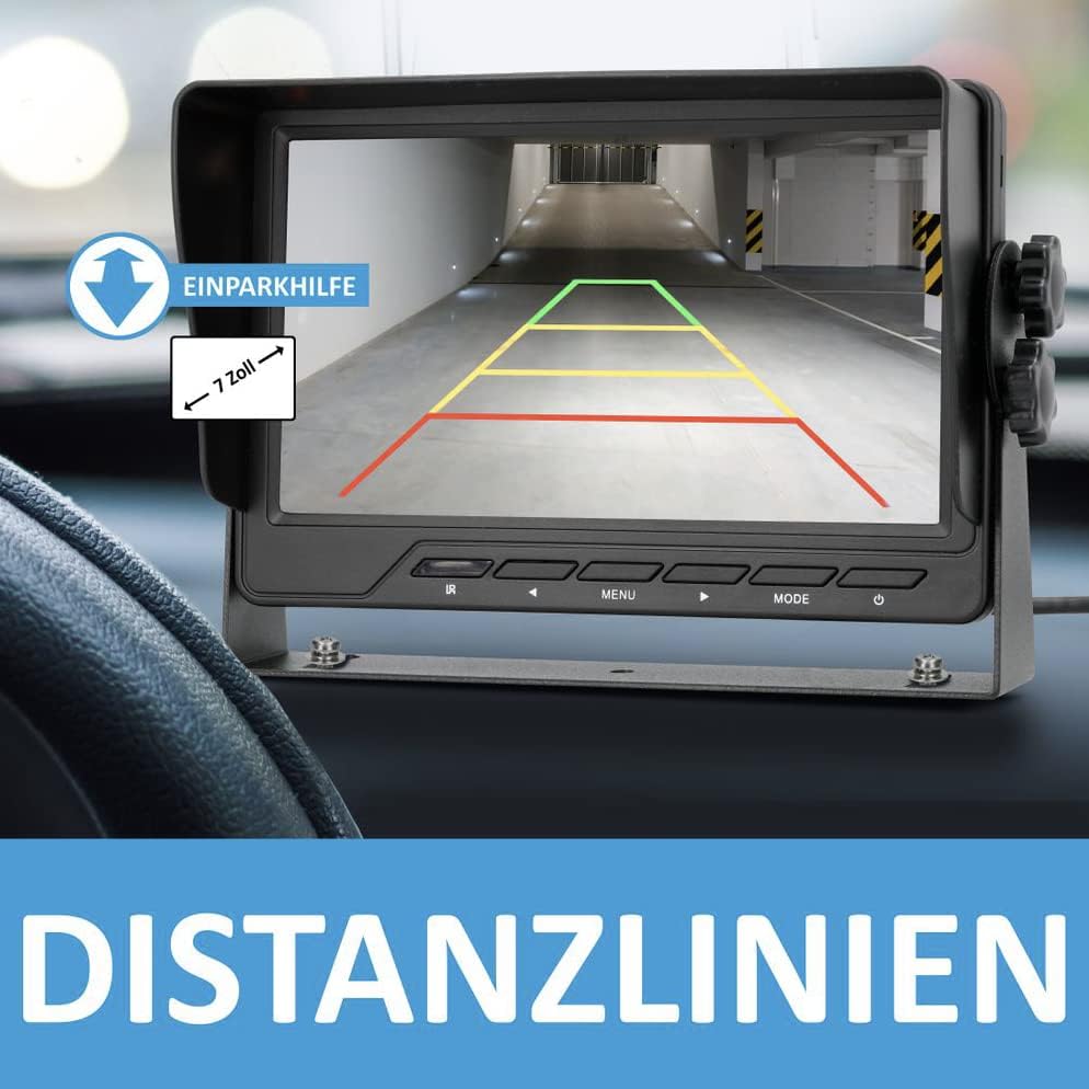 VSG24 Rückfahrkamera 7' Transporter-Set Transit inkl. Kamera, Monitor, Kabel - Wasserdicht...