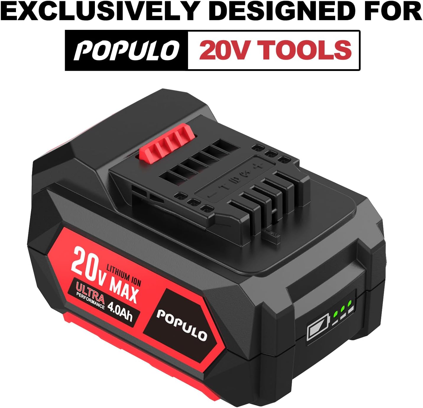 POPULO 20V Max 4Ah Lithium Ion Battery Pack Only Compatible with POPULO 20V Tools