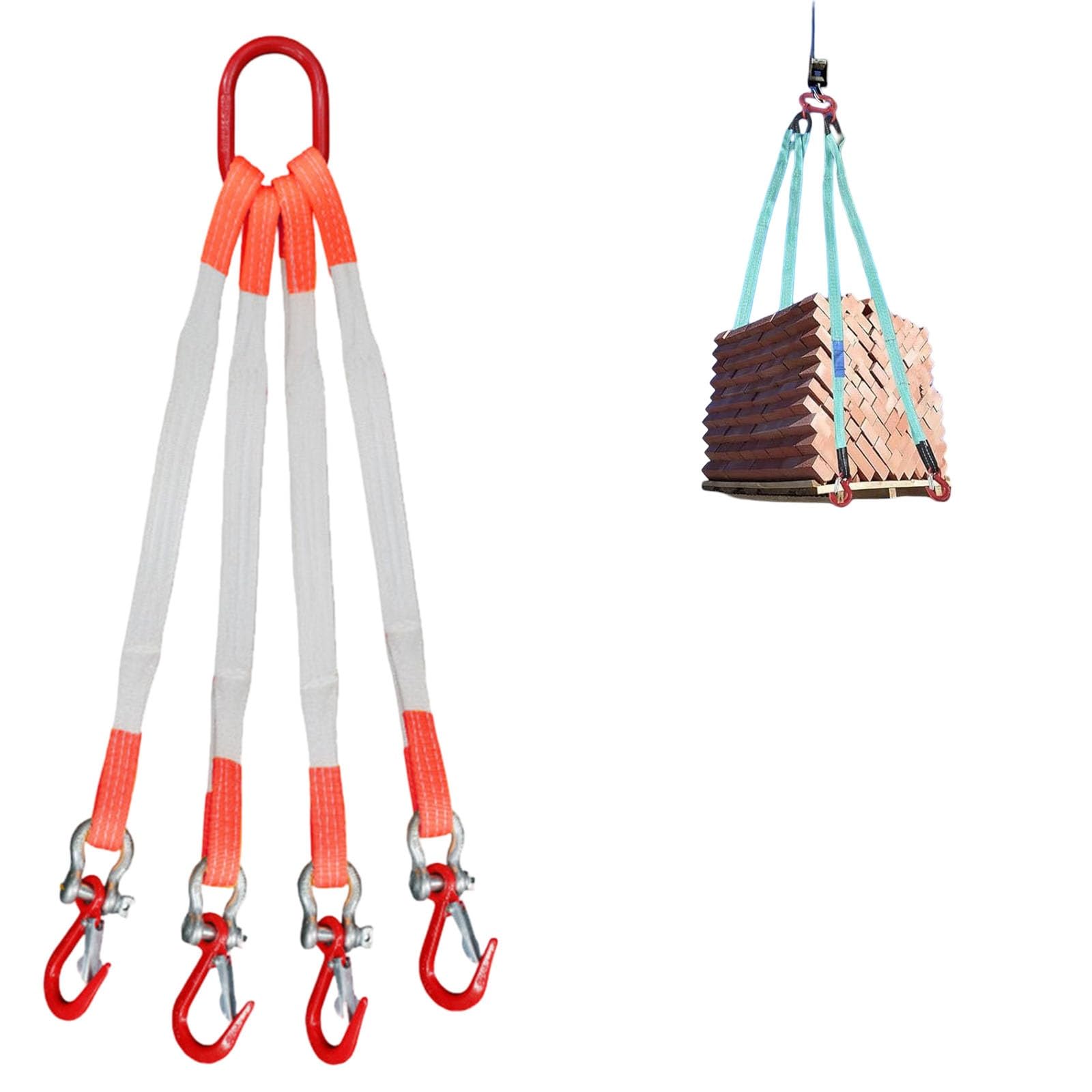 4-Strang-Hebeschlinge mit Haken, 2-Tonnen-Polyester-Hebeschlinge, Anschlagmittel für Heberinge, robuste, Flexible Hebeschlinge für Motoren, kleine Fabriken.(4.92ft/1.5m)