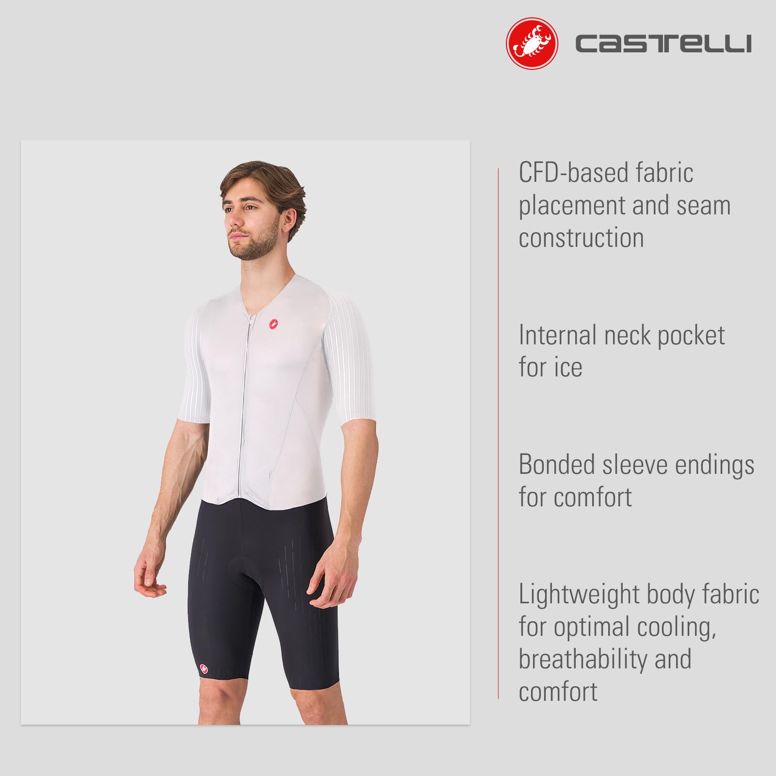 CASTELLI Sanremo Herrenanzug mit 3 Ärmeln, für Radfahren, Rennen, Schwimmen, Radfahren, Laufen, aerodynamischer Triathlon-Anzug mit Tri-Sitzpolster