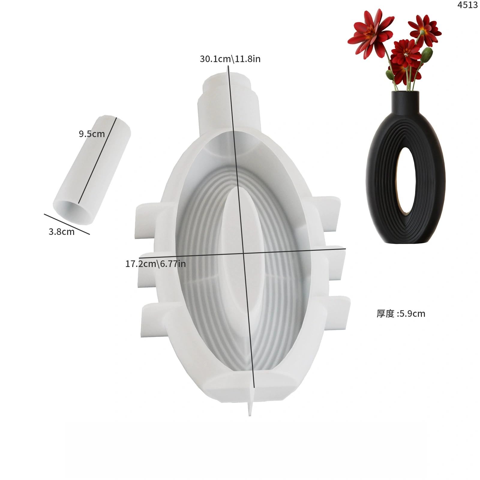 DIY 3D Resin Vase Mold Silicone Resin Molds, Large Crafts Molds, Epoxy Molds DIY Casting for Wall Hanging Door Paperweight, Christmas Gifts Home Art Décor (Vintage vase)