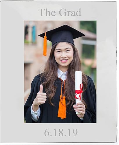 Miniatura 4 de Bey-Berk Marco de fotos de 8x10 con acabado lacado plateado personalizado con parte trasera de caballete