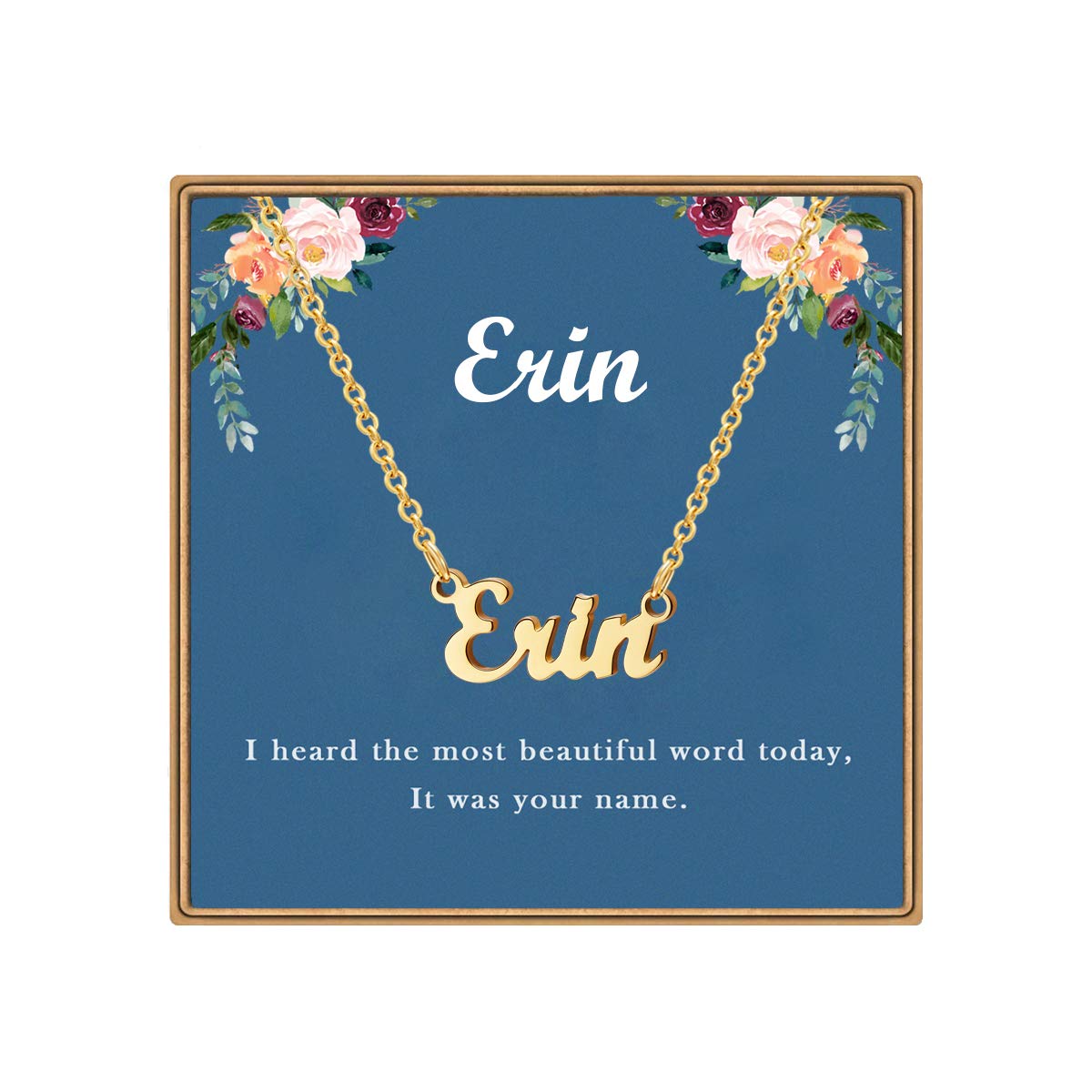 LdurianName Necklace Personalized | Name Pendant Necklace Christmas Gifts | 14K Gold Dainty Name Plate Necklaces Birthday Jewelry Gift for Teen Girls