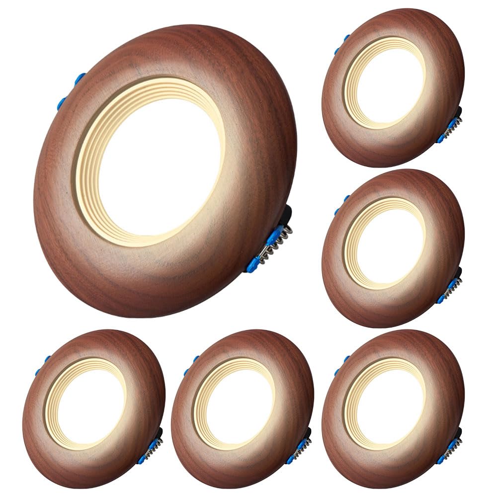 JKJZSALJ 6 Pack Farmhouse Recessed,Dimmable Led Anti-Glare,7W Walnut Color New,Medieval Style Ceiling,For Bedroom,Living Room,Corridor And Aisle