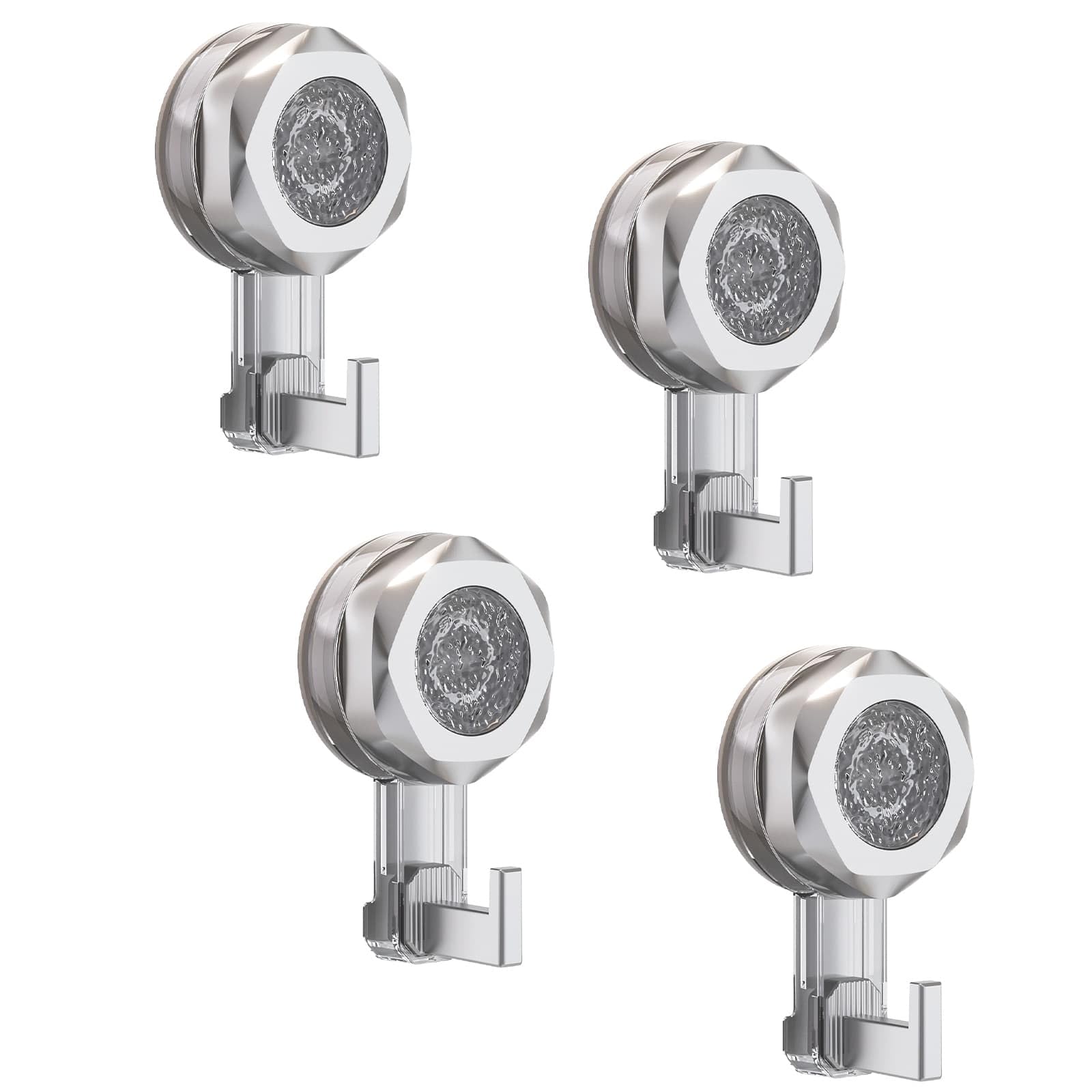 Removable Suction Cup Hook 4PCS, Transparent Suction Cup Hanger Waterproof Strong Vacuum Suction Cup Hook for Kitchen Bathroom Shower Wall Window Glass Heavy Suction Cup Shower Hanger