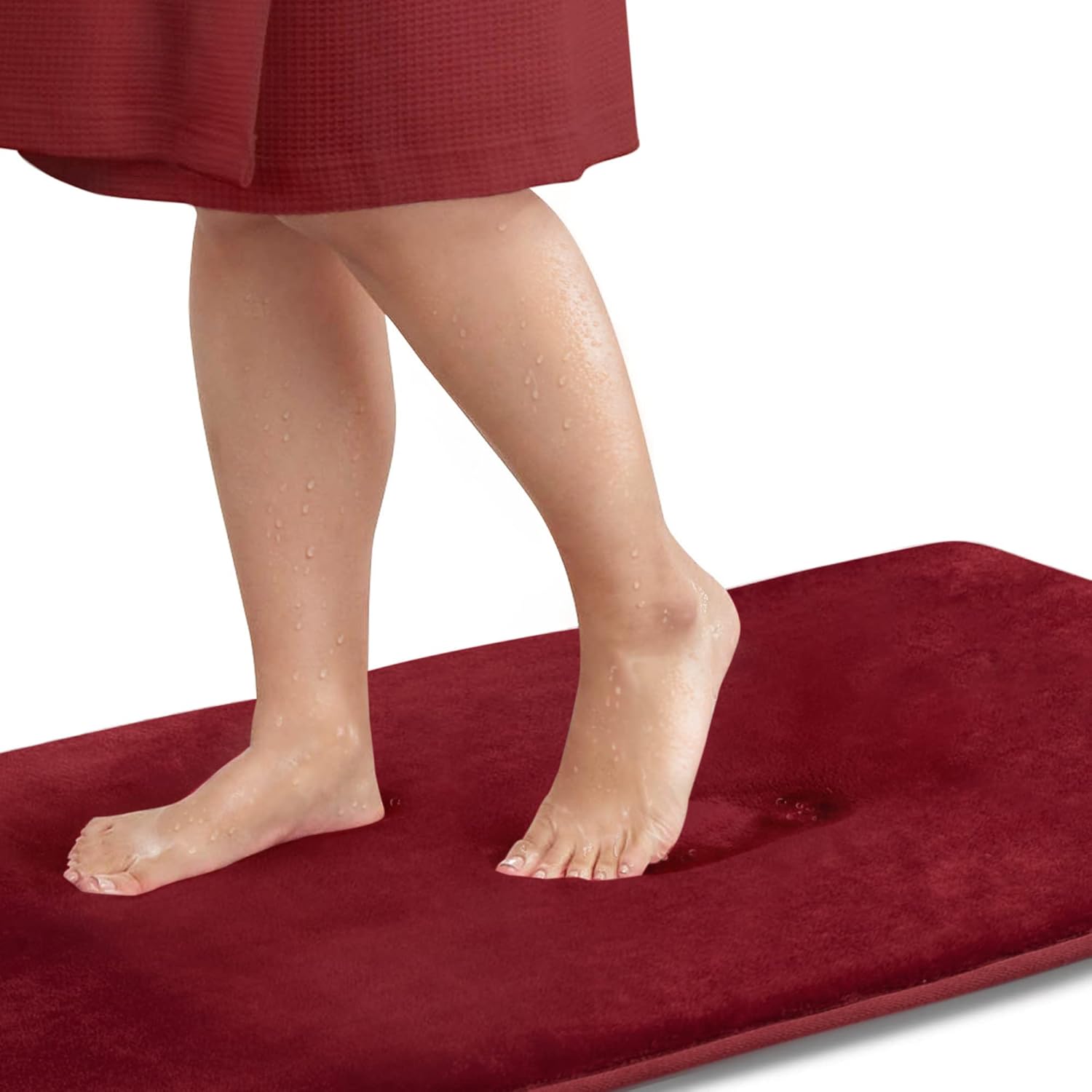 SIMILAR TO STOCK PHOTO Genteele Bath Mats for Bathroom Non Slip - Red 17\" x 24\" Memory Foam Bathroom Rugs - Quick Dry Bath Mat 17\" X 24\" Grey Stripes