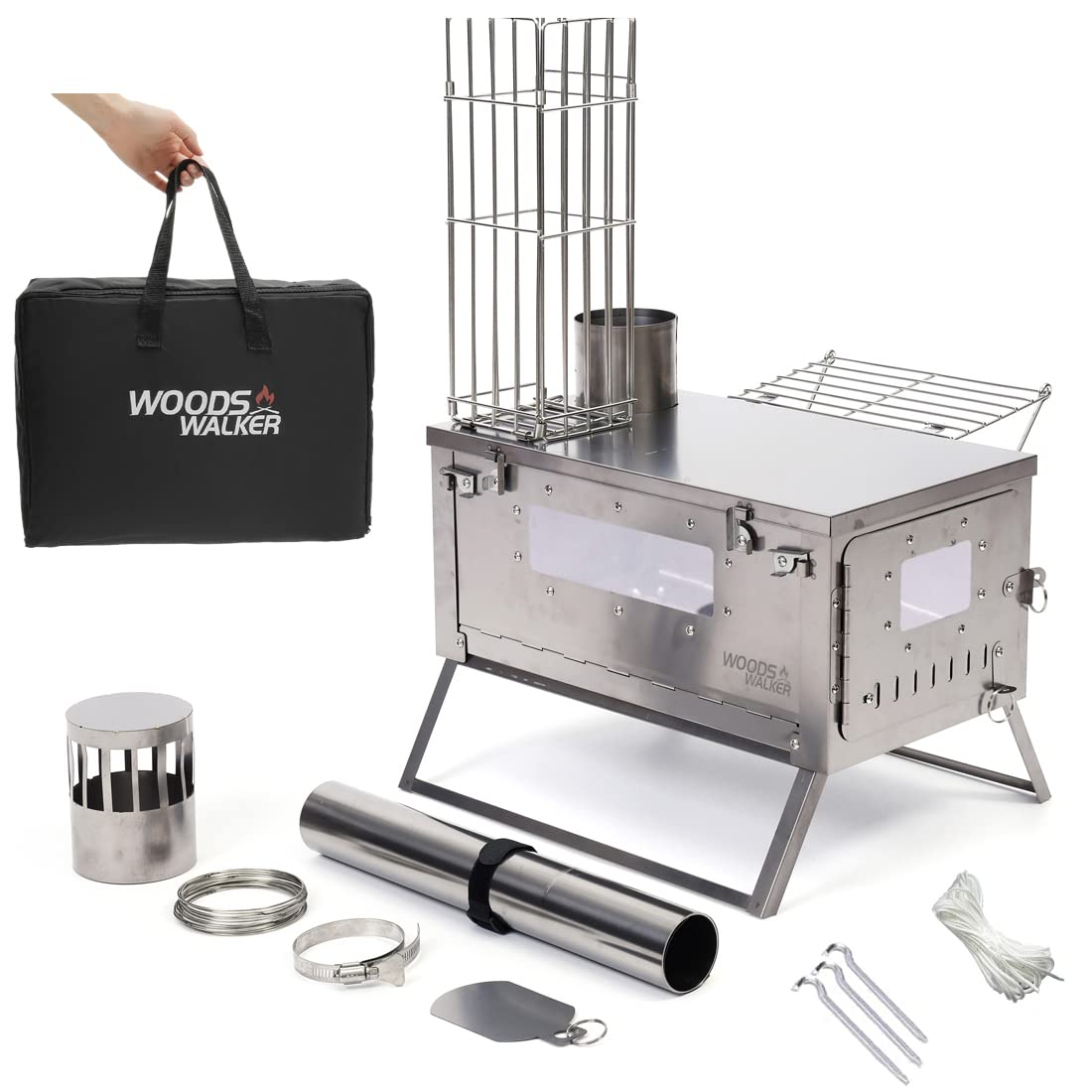 Kcelarec Camping Tent Stove, Outdoor Wood Burning Stove with Chimney