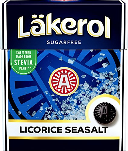 4 Boxes x 25g of Läkerol Licorice Seasalt - Original - Swedish - Sugar Free - Liquorice - Pastilles - Lozenges - Drops - Dragees - Candies - Sweets