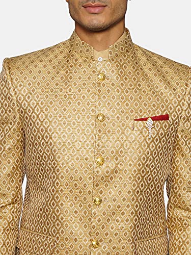 Image of WINTAGE Men's Banarasi Rayon Cotton Green Bandhgala