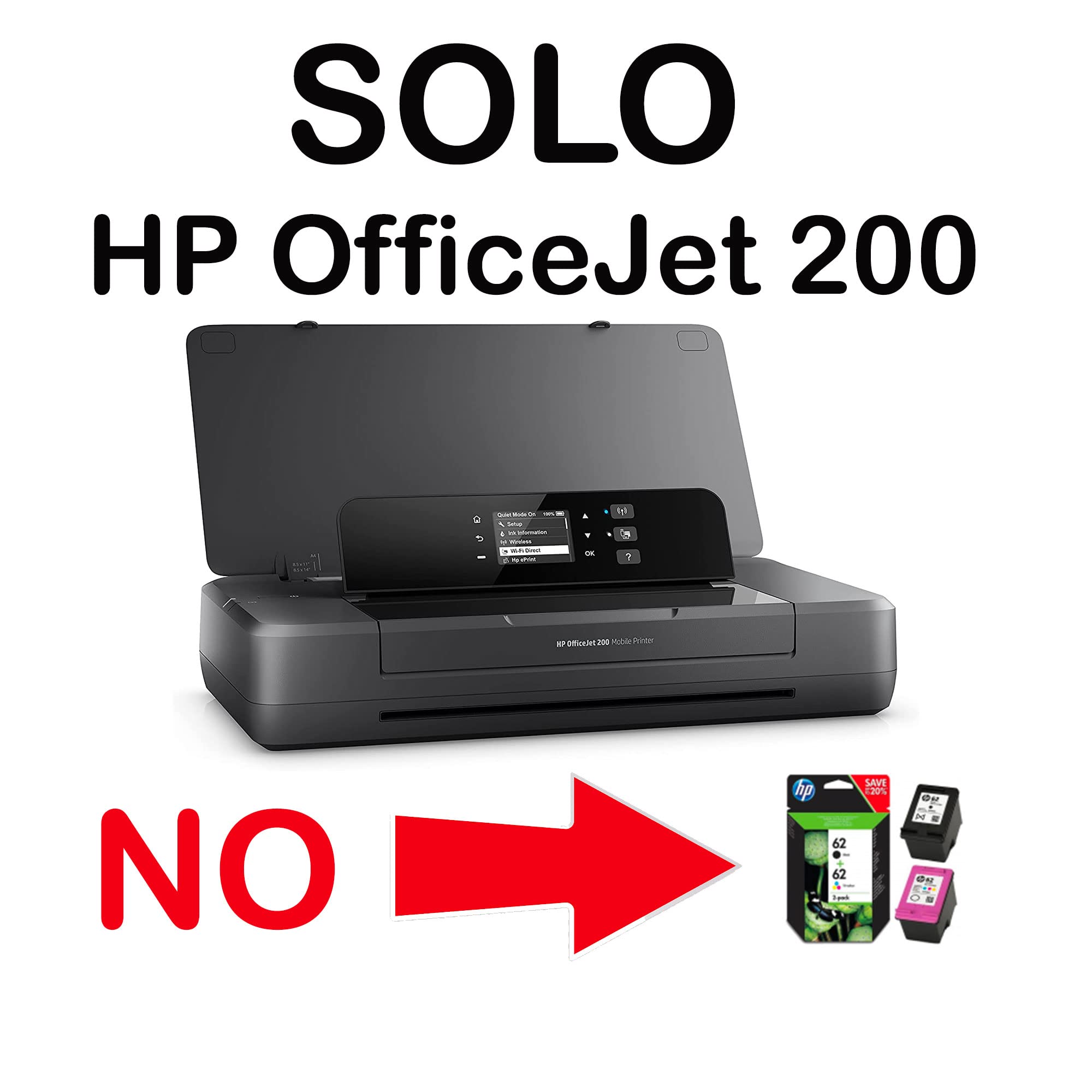 HP OfficeJet 200 Mobile Impresora de chorro de tinta, Pantalla LED, Wi-Fi, Wi-Fi Direct, App HP Smart, USB, negro (Reacondicionado)
