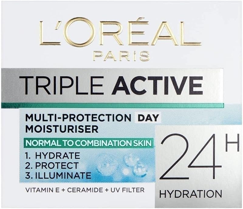 L'Oreal Paris Dermo-Expertise Triple Active Hidratante Facial Diurno para Pele Normal e Mista, 50 mL