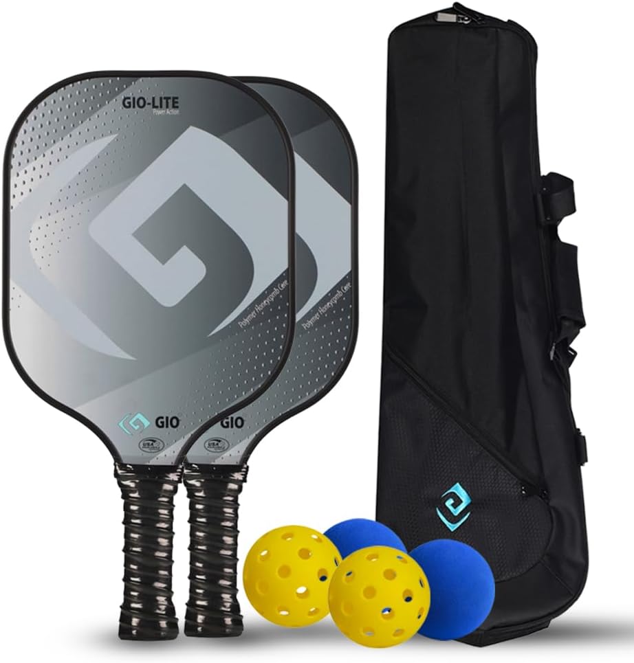 GIO Lite Plus Series Pickleball Set Larger Bag, 2 Carbon