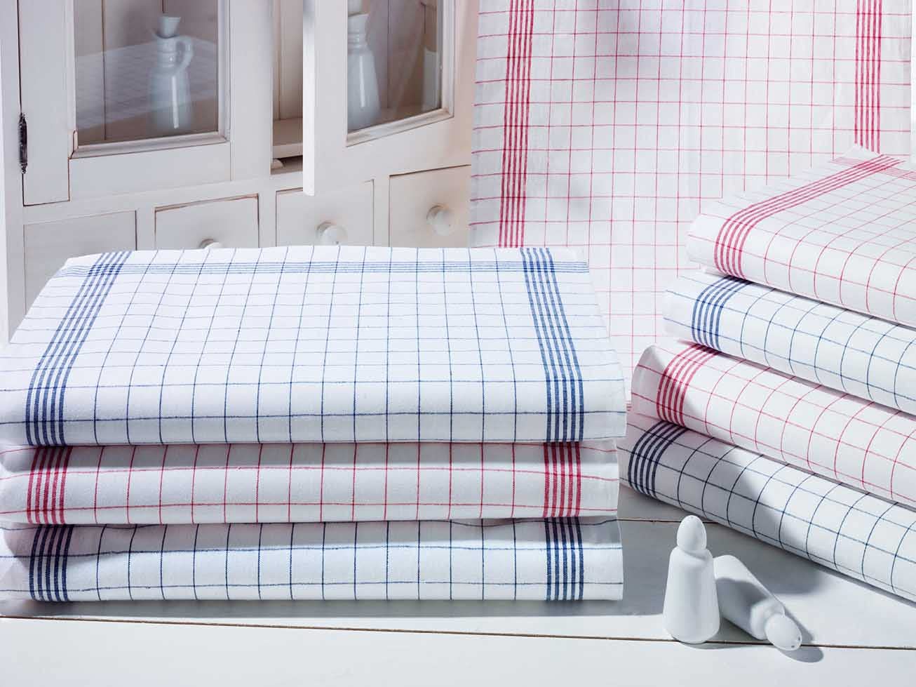 Set Di 10 Strofinacci Da Cucina In Cotone 50x70cm - Super Assorbenti, Lavabili, Motivo A Quadri Blu - Ideali Per Casa E Ristorante - Foto 4
